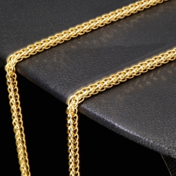 Kurze hochwertig produzierte Fuchsschwanzkette aus funkelndem Gold (585 14K Gelbgold) – ca. 45 cm, 2,5 mm