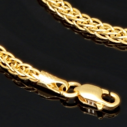 Kurze hochwertig produzierte Fuchsschwanzkette aus funkelndem Gold (585 14K Gelbgold) – ca. 45 cm, 2,5 mm