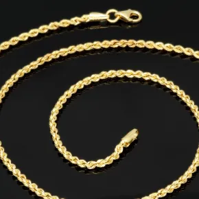 Fein gearbeitete Kordelkette aus hochwertigem 585 / 14 K Gold – ca. 55cm, 2mm