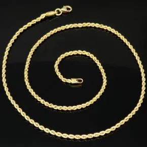 Kurze, funkelnde Kordelkette aus edlem 585 / 14 K Gold – ca. 45cm, 2mm