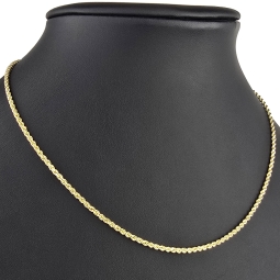 Kurze, funkelnde Kordelkette aus edlem 585 / 14 K Gold  – ca. 45cm, 2mm