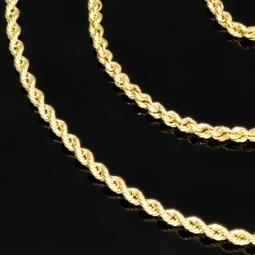 Kurze, funkelnde Kordelkette aus edlem 585 / 14 K Gold  – ca. 45cm, 2mm