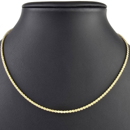Kurze, funkelnde Kordelkette aus edlem 585 / 14 K Gold  – ca. 45cm, 2mm