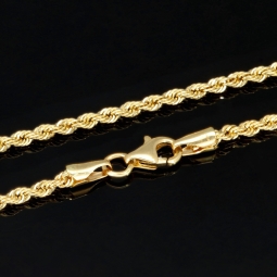 Hochwertige Kordelkette aus 585 / 14 Karat Gold mit feiner Struktur, klassisch und elegant – ca. 60cm, 2mm