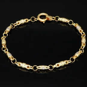 Hochwertig gearbeitetes Gold-Armband in Greco Design aus funkelndem Bicolor 585er Gelb- und Weißgold (ca. 21,5 cm, 4mm)