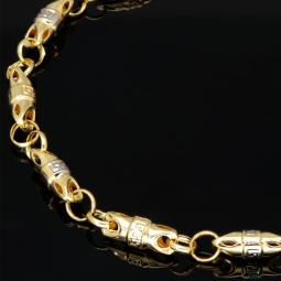 Hochwertig gearbeitetes Gold-Armband in Greco Design aus funkelndem Bicolor 585er Gelb- und Weißgold (ca. 21,5 cm, 4mm)