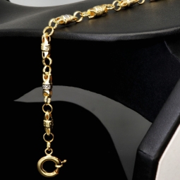 Hochwertig gearbeitetes Gold-Armband in Greco Design aus funkelndem Bicolor 585er Gelb- und Weißgold (ca. 21,5 cm, 4mm)