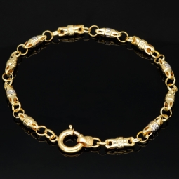 Hochwertig gearbeitetes Gold-Armband in Greco Design aus funkelndem Bicolor 585er Gelb- und Weißgold (ca. 21,5 cm, 4mm)