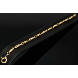 Hochwertig gearbeitetes Gold-Armband in Greco Design aus funkelndem Bicolor 585er Gelb- und Weißgold (ca. 21,5 cm, 4mm)