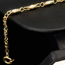 Hochwertig gearbeitetes Gold-Armband in Greco Design aus funkelndem Bicolor 585er Gelb- und Weißgold (ca. 21,5 cm, 4mm)