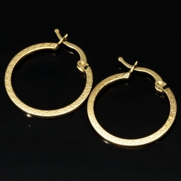 Funkelnde Ohrringe / Creolen in zeitlosem Greco-Design aus hochwertigem 585 / 14K Gold (Gelbgold)