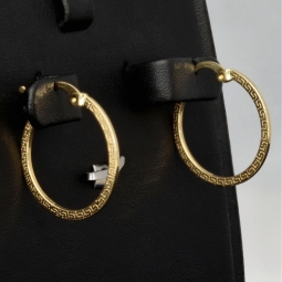 Funkelnde Ohrringe / Creolen in zeitlosem Greco-Design aus hochwertigem 585 / 14K Gold (Gelbgold)