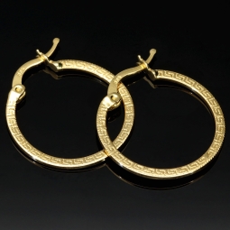 Funkelnde Ohrringe / Creolen in zeitlosem Greco-Design aus hochwertigem 585 / 14K Gold (Gelbgold)