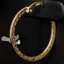 Funkelnde Ohrringe / Creolen in zeitlosem Greco-Design aus hochwertigem 585 / 14K Gold (Gelbgold)