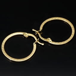 Funkelnde Ohrringe / Creolen in zeitlosem Greco-Design aus hochwertigem 585 / 14K Gold (Gelbgold)