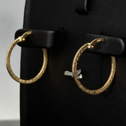 Funkelnde Ohrringe / Creolen in zeitlosem Greco-Design aus hochwertigem 585 / 14K Gold (Gelbgold)