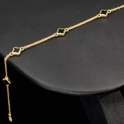 Ankerarmband aus hochwertigem 14K 585er Gold (Gelbgold) mit stilvollen Elementen (verstellbar von ca. 17cm bis 19cm)