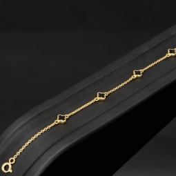 Ankerarmband aus hochwertigem 14K 585er Gold (Gelbgold) mit stilvollen Elementen (verstellbar von ca. 17cm bis 19cm)