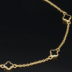 Ankerarmband aus hochwertigem 14K 585er Gold (Gelbgold) mit stilvollen Elementen (verstellbar von ca. 17cm bis 19cm)