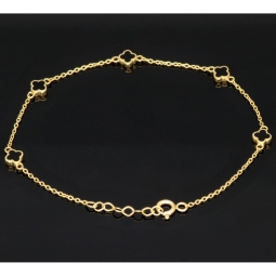 Ankerarmband aus hochwertigem 14K 585er Gold (Gelbgold) mit stilvollen Elementen (verstellbar von ca. 17cm bis 19cm)
