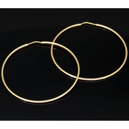 Klassisch elegante XXL Gold-Creolen aus feinem 14K 585er Gelbgold, glänzend poliert verarbeitet