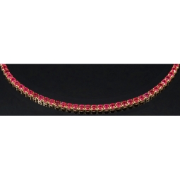 Hochwertiges produziertes 585 / 14K Gold Tennisarmband mit strahlenden pink-lila Zirkoniasteinen (ca. 18,5 cm)