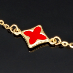 Trendiges Ankerarmband aus edlem14K 585er Gold (Gelbgold) mit bunten Elementen (verstellbar von ca. 17cm bis 19cm)