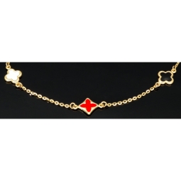 Trendiges Ankerarmband aus edlem14K 585er Gold (Gelbgold) mit bunten Elementen (verstellbar von ca. 17cm bis 19cm)