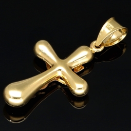 Filigran gearbeiteter Kreuz Anhänger - Jesus Christus aus funkelndem Gold 14k (585) Gelbgold und Weißgold - glänzend poliert