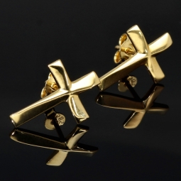 Funkelnde Kreuz-Ohrstecker aus 585 14K Gold (Gelbgold) - glänzend poliert