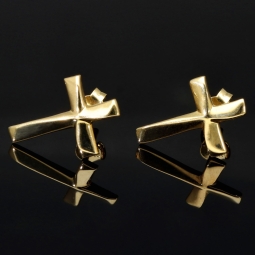 Funkelnde Kreuz-Ohrstecker aus 585 14K Gold (Gelbgold) - glänzend poliert