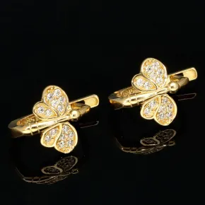 Exklusive Butterfly Ohrringe aus 585 14K Gold – Funkelnde Schmetterlinge mit strahlenden Zirkoniasteinen
