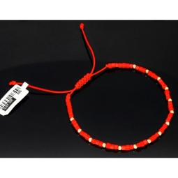 Modernes Kugel Zugarmband mit 15 edlen Goldperlen aus hochwertigem 585 14K und intensiv rot, leuchtenden Beads