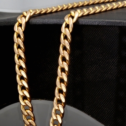 Exquisite Panzerkette in außergewöhnlichem Design aus hochwertigem 585 /14k Gold, Gelbgold mit leichter Rosé Nuance (ca. 57cm lang und 6mm breit)