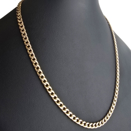 Exquisite Panzerkette in außergewöhnlichem Design aus hochwertigem 585 /14k Gold, Gelbgold mit leichter Rosé Nuance (ca. 57cm lang und 6mm breit)