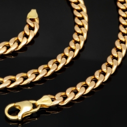 Exquisite Panzerkette in außergewöhnlichem Design aus hochwertigem 585 /14k Gold, Gelbgold mit leichter Rosé Nuance (ca. 57cm lang und 6mm breit)