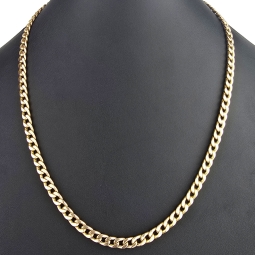 Exquisite Panzerkette in außergewöhnlichem Design aus hochwertigem 585 /14k Gold, Gelbgold mit leichter Rosé Nuance (ca. 57cm lang und 6mm breit)