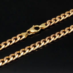 Exquisite Panzerkette in außergewöhnlichem Design aus hochwertigem 585 /14k Gold, Gelbgold mit leichter Rosé Nuance (ca. 57cm lang und 6mm breit)