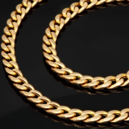 Exquisite Panzerkette in außergewöhnlichem Design aus hochwertigem 585 /14k Gold, Gelbgold mit leichter Rosé Nuance (ca. 57cm lang und 6mm breit)