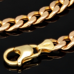 Exquisite Panzerkette in außergewöhnlichem Design aus hochwertigem 585 /14k Gold, Gelbgold mit leichter Rosé Nuance (ca. 57cm lang und 6mm breit)