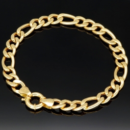 Außergewöhnliches Panzerarmband aus hochglanz poliertem Gelbgold (14K/585 Gold) in 8mm Stärke, ca. 20,5cm Länge