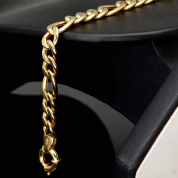 Außergewöhnliches Panzerarmband aus hochglanz poliertem Gelbgold (14K/585 Gold) in 8mm Stärke, ca. 20,5cm Länge