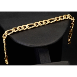 Außergewöhnliches Panzerarmband aus hochglanz poliertem Gelbgold (14K/585 Gold) in 8mm Stärke, ca. 20,5cm Länge