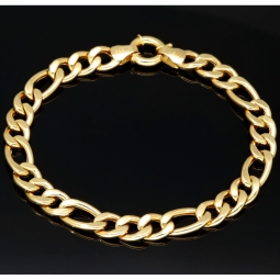 Außergewöhnliches Panzerarmband aus hochglanz poliertem Gelbgold (14K/585 Gold) in 8mm Stärke, ca. 20,5cm Länge