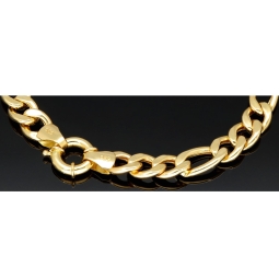 Außergewöhnliches Panzerarmband aus hochglanz poliertem Gelbgold (14K/585 Gold) in 8mm Stärke, ca. 20,5cm Länge