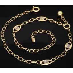 Exklusive Ankerkette aus edlem Bicolor 14K 585er Gold (Gelbgold und Weißgold) mit eingearbeiteten Elementen - ca. 50cm 4,5mm