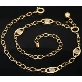 Exklusive Ankerkette aus edlem Bicolor 14K 585er Gold (Gelbgold und Weißgold) mit eingearbeiteten Elementen - ca. 50cm 4,5mm