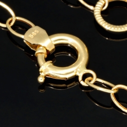 Exklusive Ankerkette aus edlem Bicolor 14K 585er Gold (Gelbgold und Weißgold) mit eingearbeiteten Elementen - ca. 50cm 4,5mm