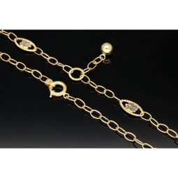 Exklusive Ankerkette aus edlem Bicolor 14K 585er Gold (Gelbgold und Weißgold) mit eingearbeiteten Elementen - ca. 50cm 4,5mm