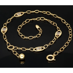 Exklusive Ankerkette aus edlem Bicolor 14K 585er Gold (Gelbgold und Weißgold) mit eingearbeiteten Elementen - ca. 50cm 4,5mm